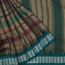Brown Tussar Printed Silk Saree With Checks Pattern