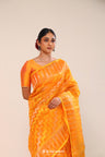 Marigold Orange Organza Chiniya Banarasi Saree