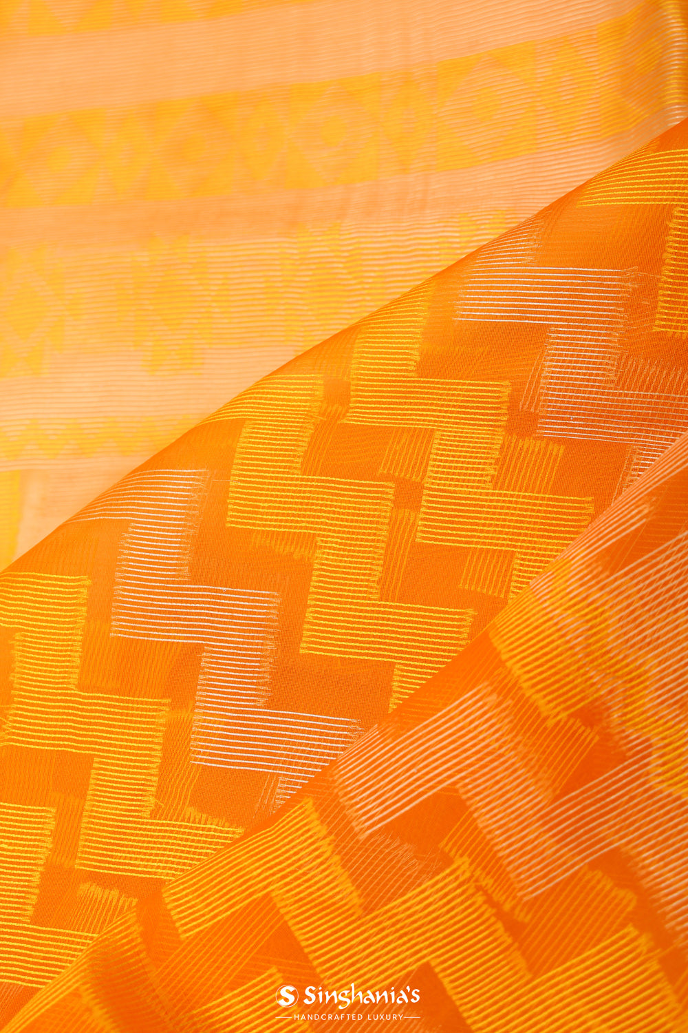 Marigold Orange Organza Chiniya Banarasi Saree