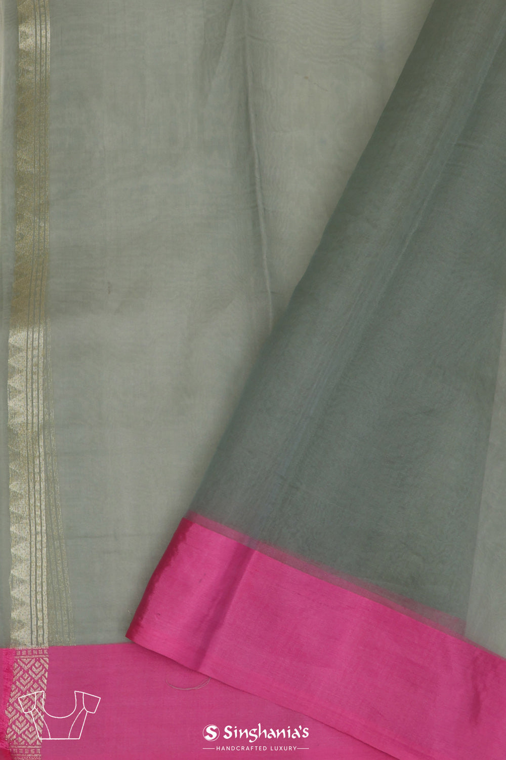 Ash Grey Organza Chiniya Banarasi Saree