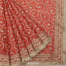 Mecca Orange Kota Silk Saree With Sequin Work In Floral Pattern