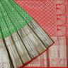 Paris Green Kanjivaram Saree With Leafs In Geometrical Pattern