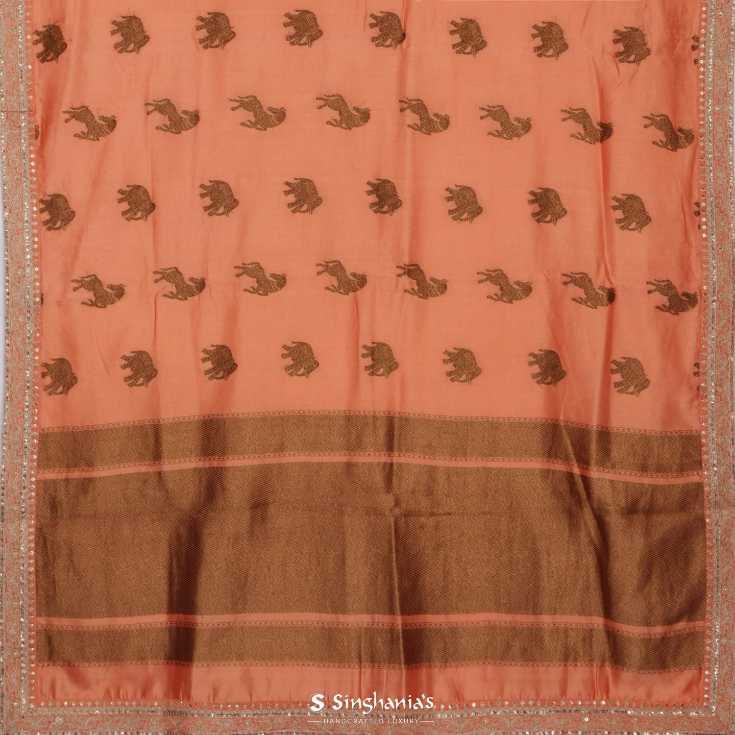 Sunrise Orange Silk Saree With Banarasi Weaving