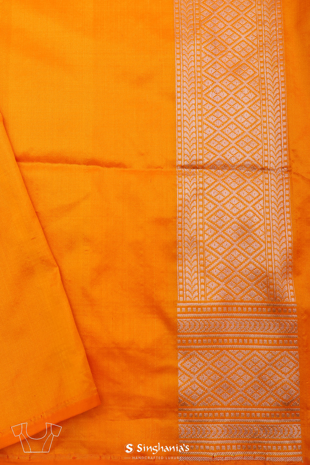 Yellow Orange Banarasi Silk Saree With Meenakari Floral Jaal