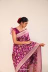 Cardinal Purple Chiniya Banarasi Silk Saree