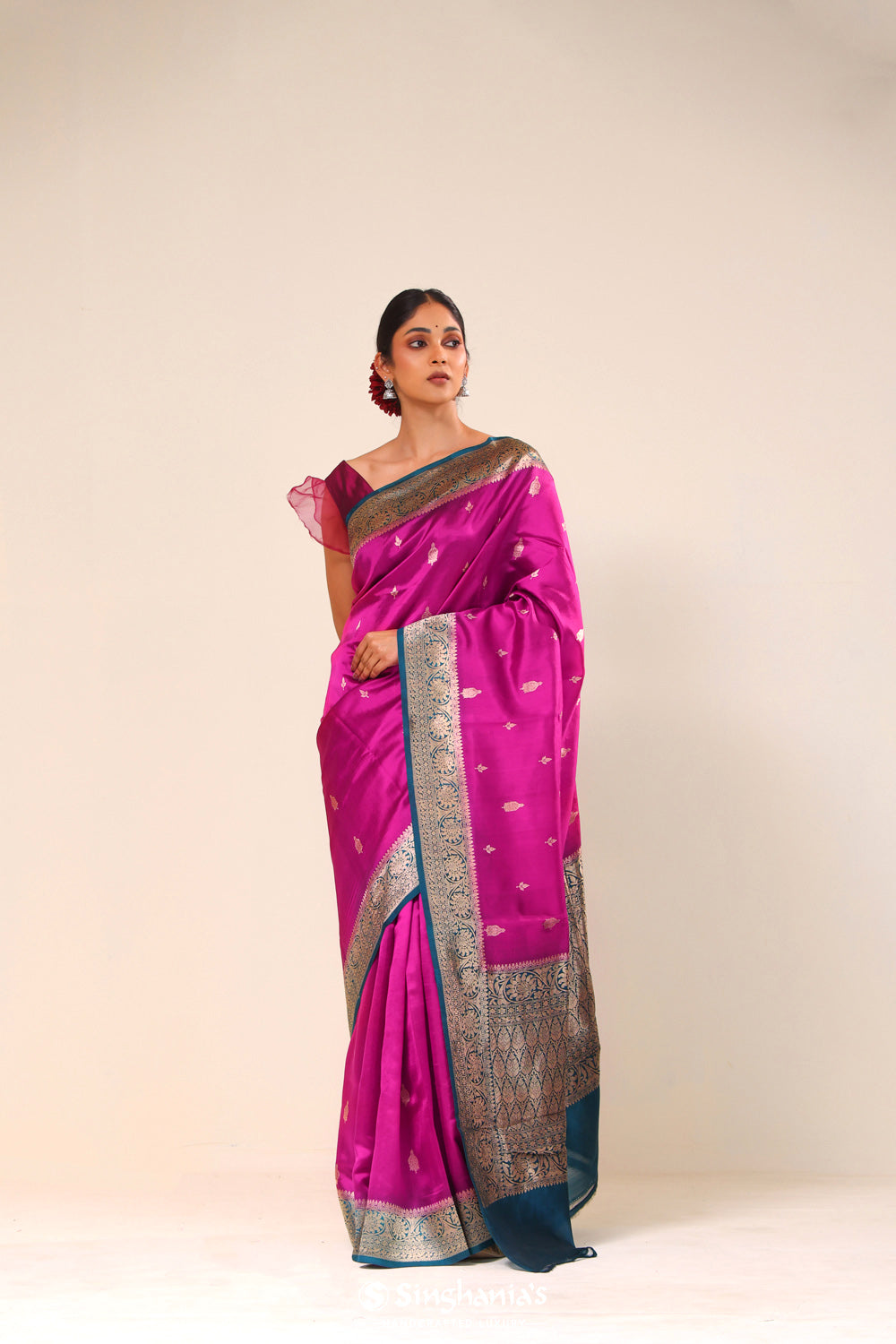 Smitten Pink Chiniya Banarasi Silk Saree