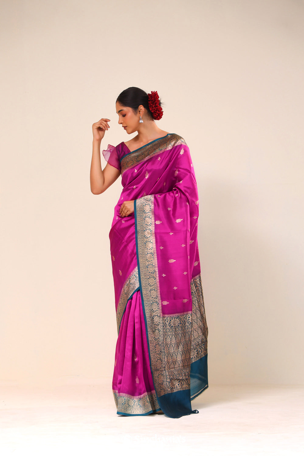 Smitten Pink Chiniya Banarasi Silk Saree