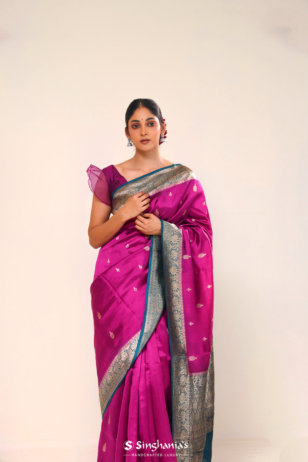 Smitten Pink Chiniya Banarasi Silk Saree