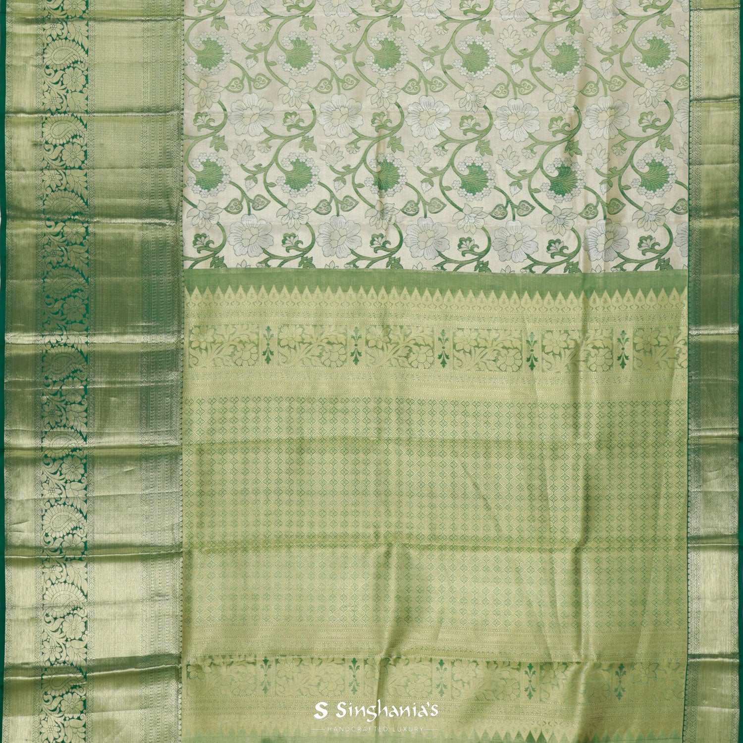 Nyanza Kanjivaram Saree With Floral Jaal Pattern