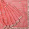 Coral Pink Kota Silk Saree With Floral Buttis