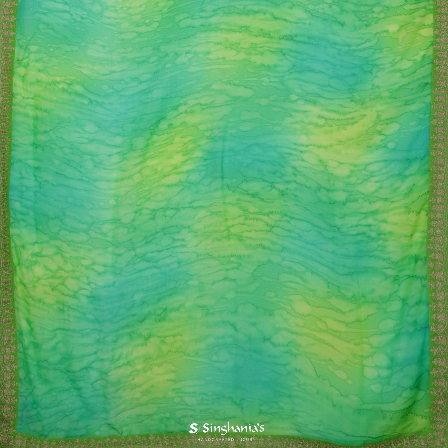 Paris Green Georgette Saree With Shibori Print