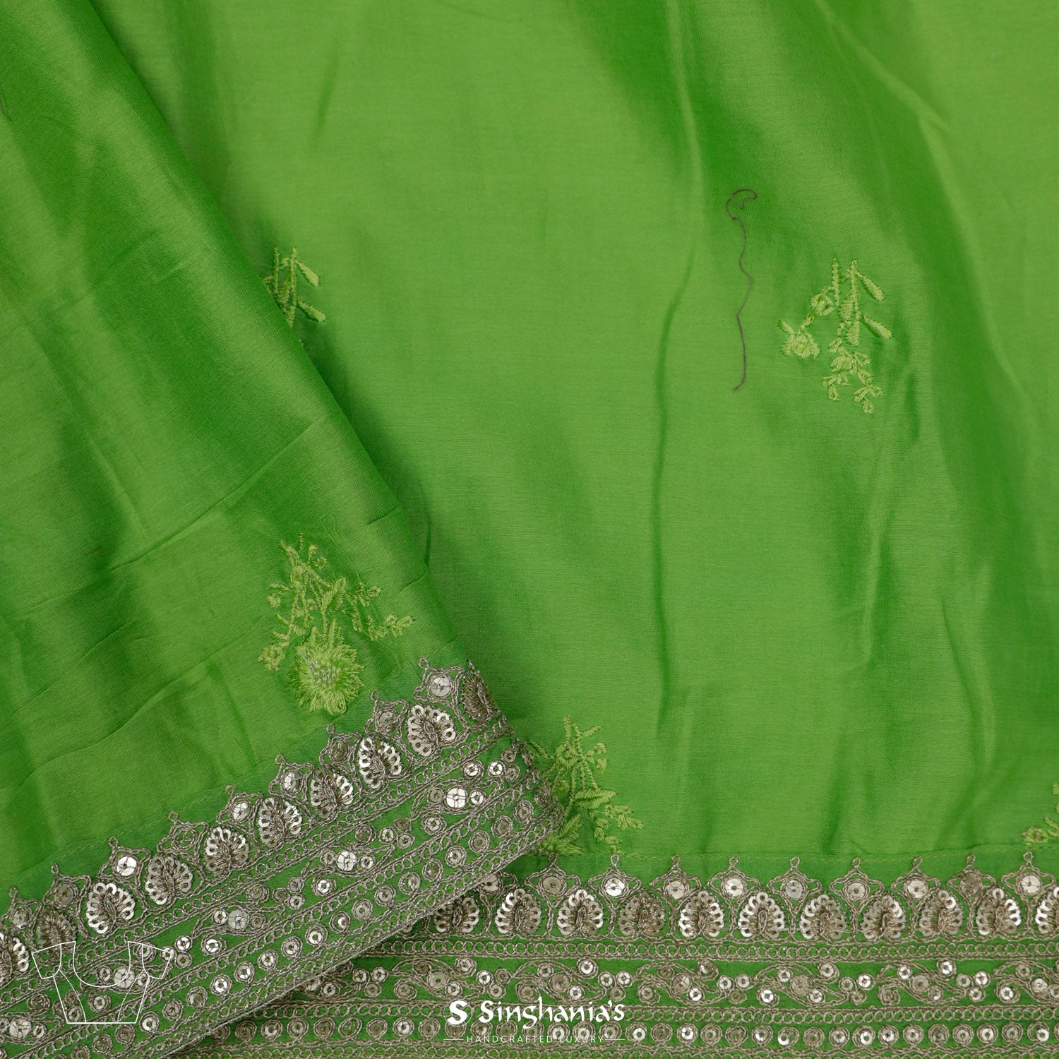 Emerald Green Georgette Saree With Shibori Print