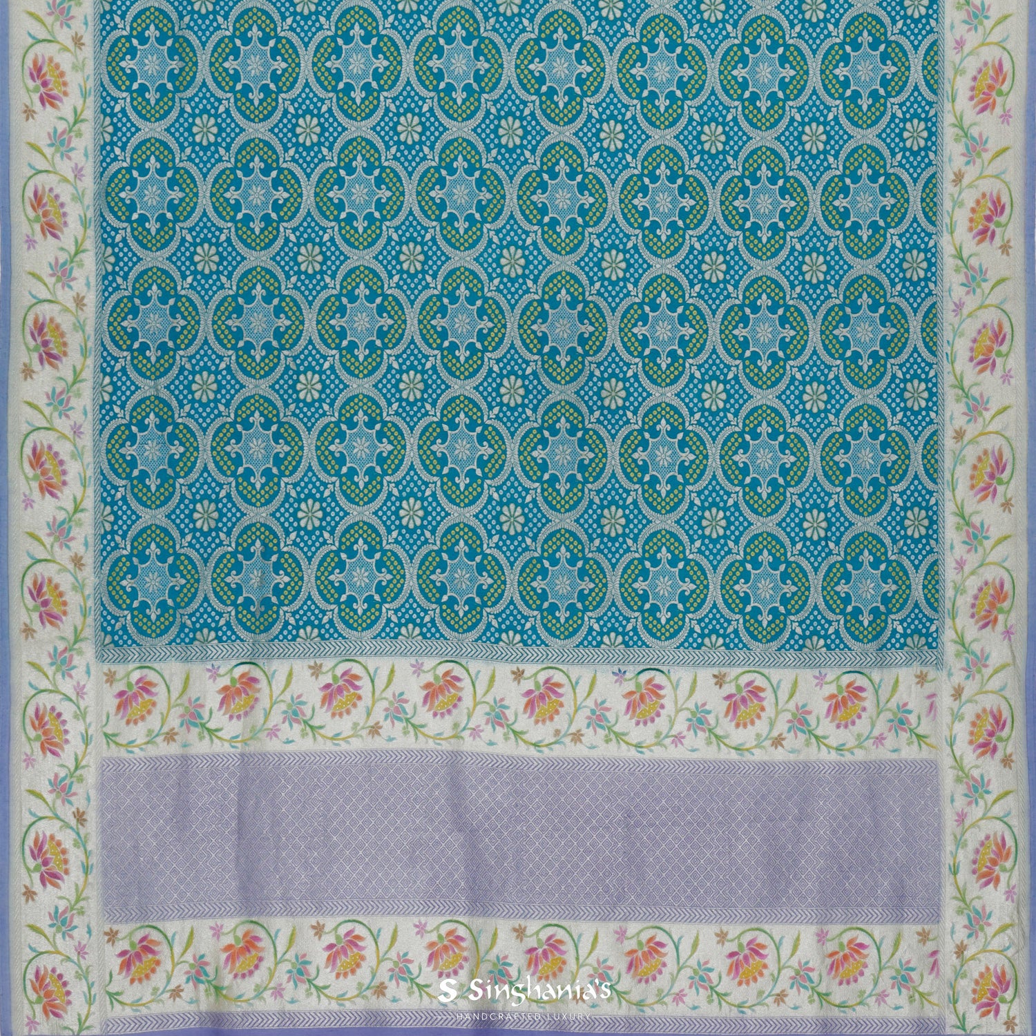 Magic Blue Tussar Saree With Banarasi Weaving