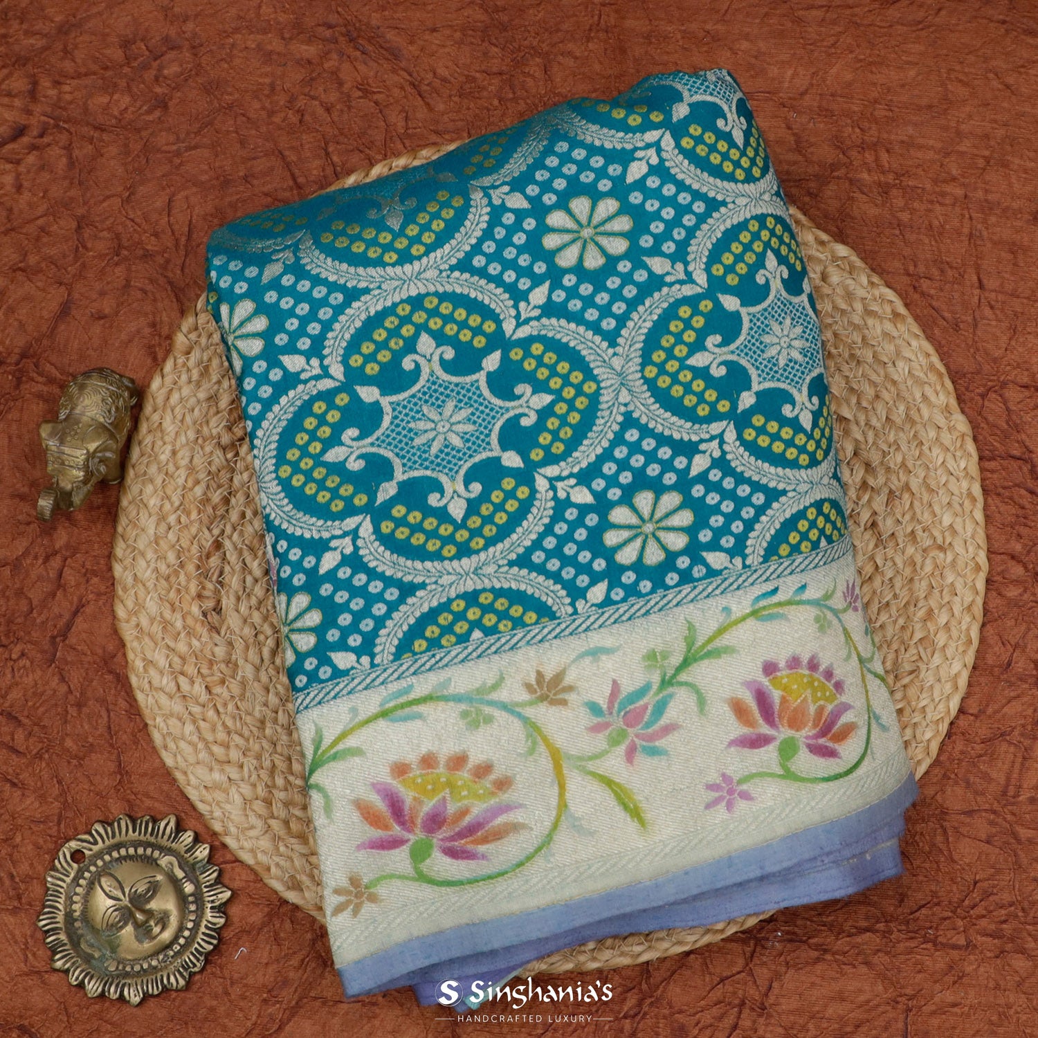 Magic Blue Tussar Saree With Banarasi Weaving