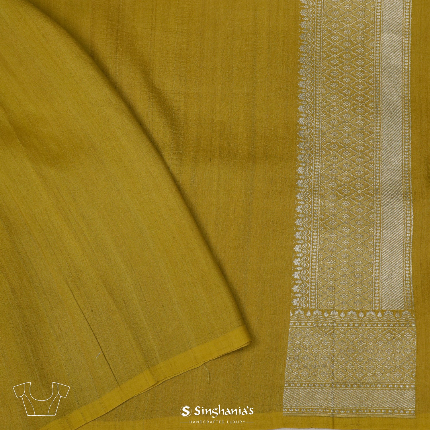 Vintage Yellow Tussar Saree With Banarasi Weaving