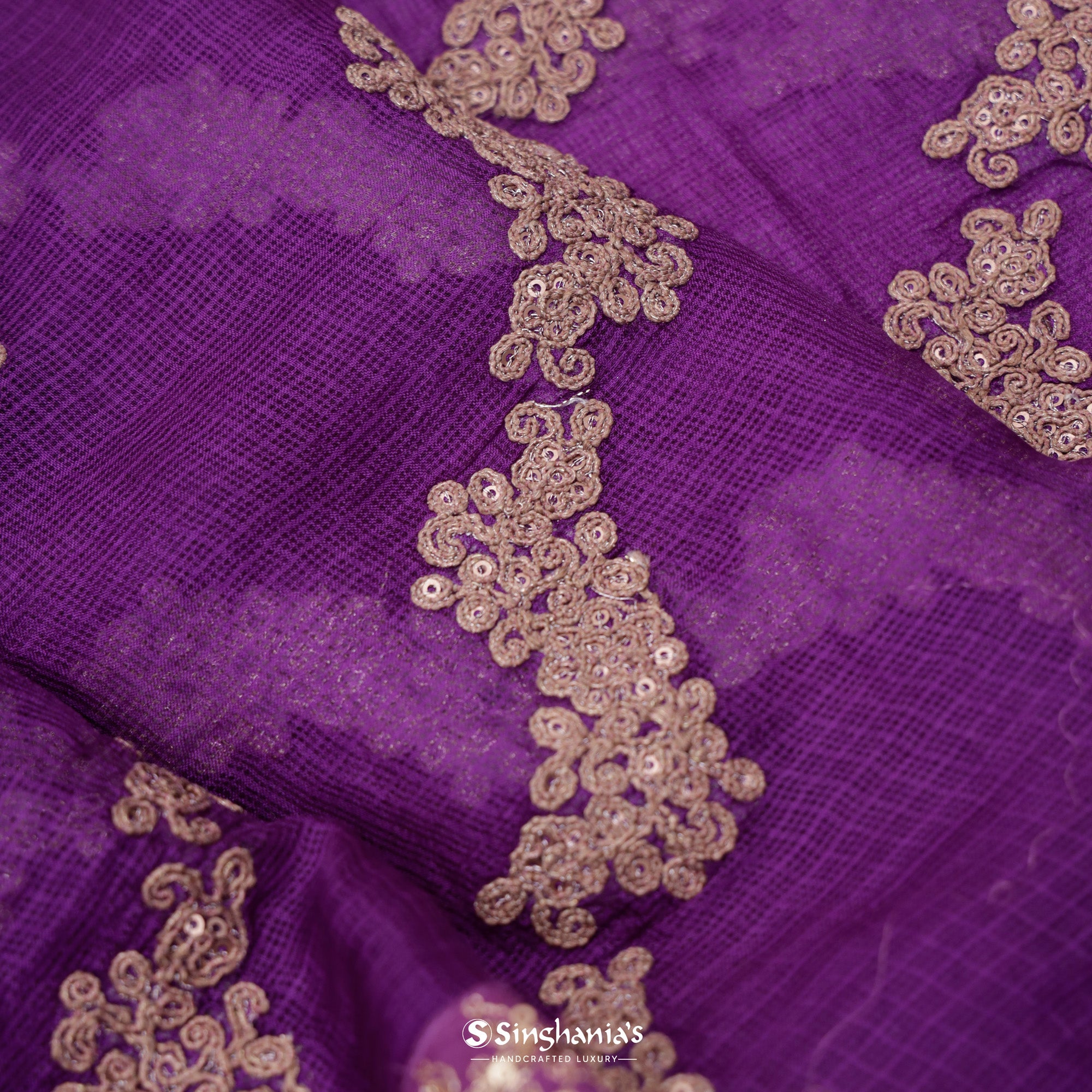 Luxury Purple Kota Silk Saree With Zari Embroidery