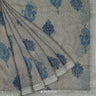 Gray Cloud Printed Chiffon Saree With Floral Butta Pattern