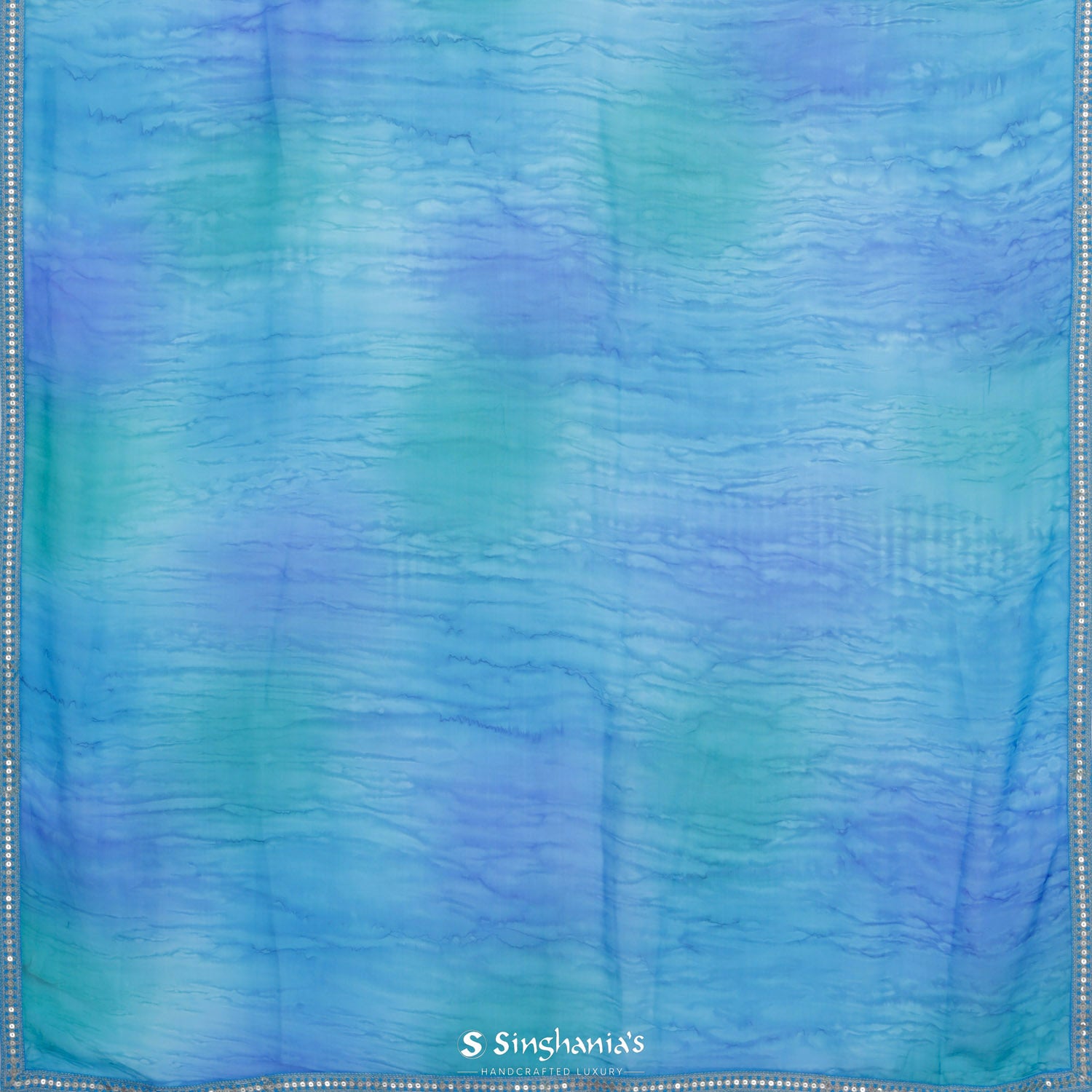 Blue Multicolour Printed Georgette Saree With Shibori Print