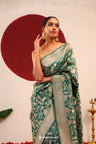 Hunter Green Shikaargah Banarasi Silk Saree