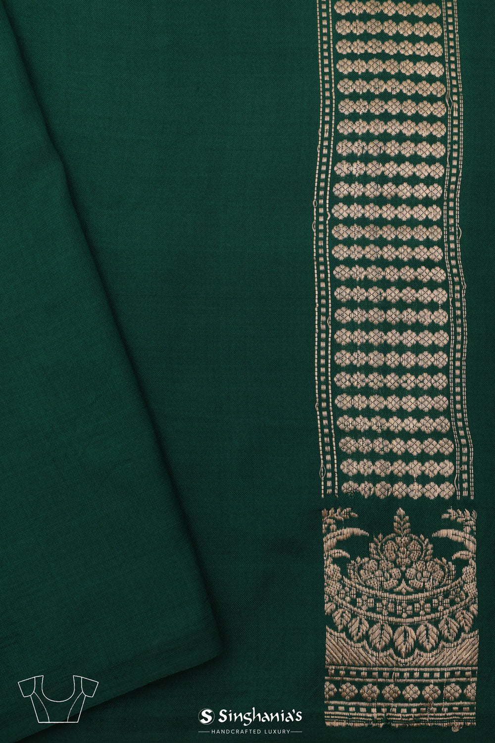 Deep Green Banarasi Silk Saree With Regal Meenakari Weaving