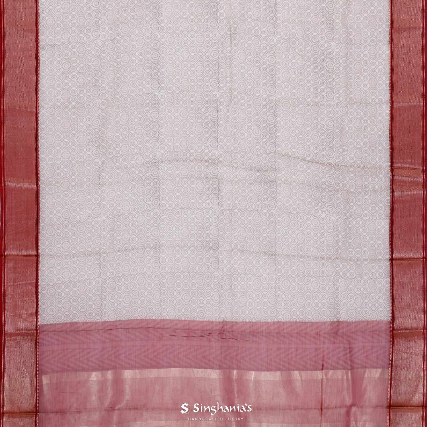 Lace Brown Printed Maheshwari Saree With Floral Pattern