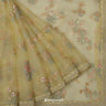 Pale Goldenrod Yellow Organza Saree With Embroidery