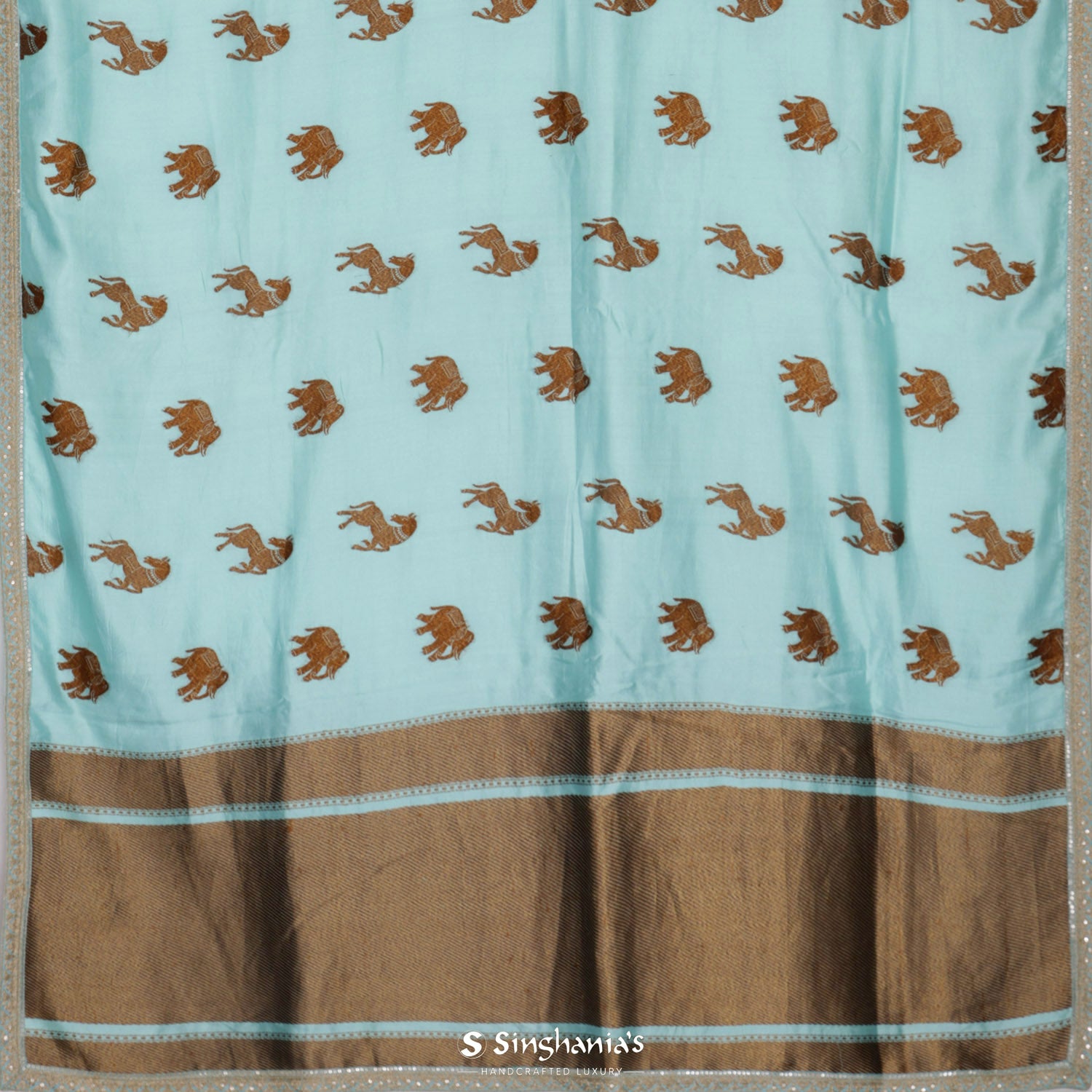 Pale Light Blue Silk Saree With Banarasi Weaving