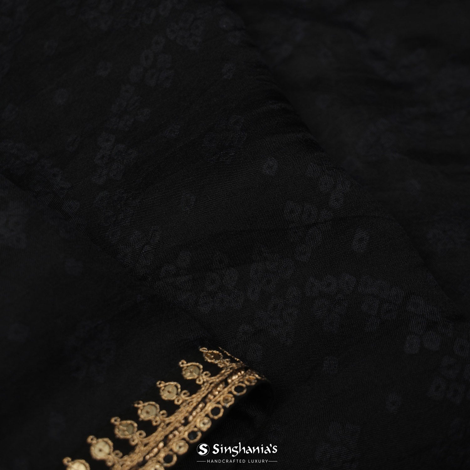 Black Organza Saree With Printed Matka Silk Saree With Bandhani Pattern