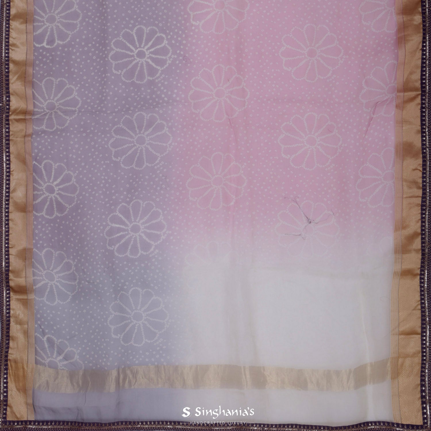 Insolent Purple Organza Saree With Bandhani Work