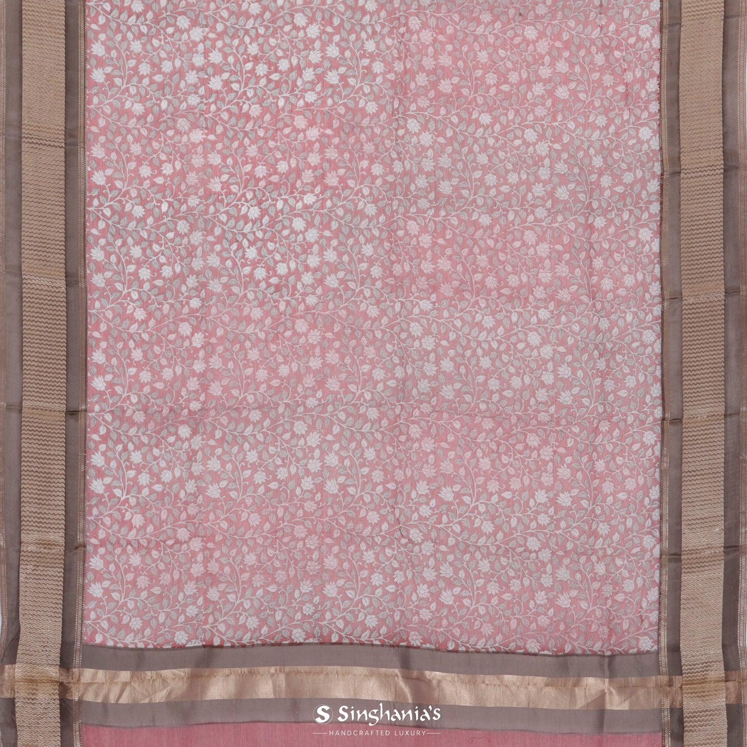 Prismatic Red Printed Maheshwari Saree With Floral Pattern