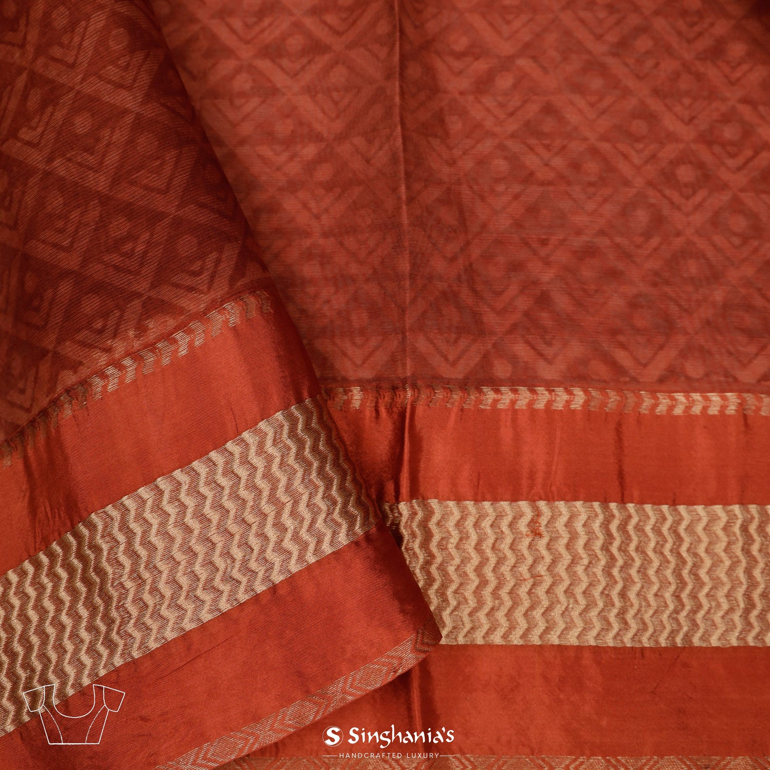 Redwood Printed Maheshwari Silk Saree With Floral Butti Pattern