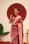 Royal Maroon Banarasi Silk Saree With Zari Weave