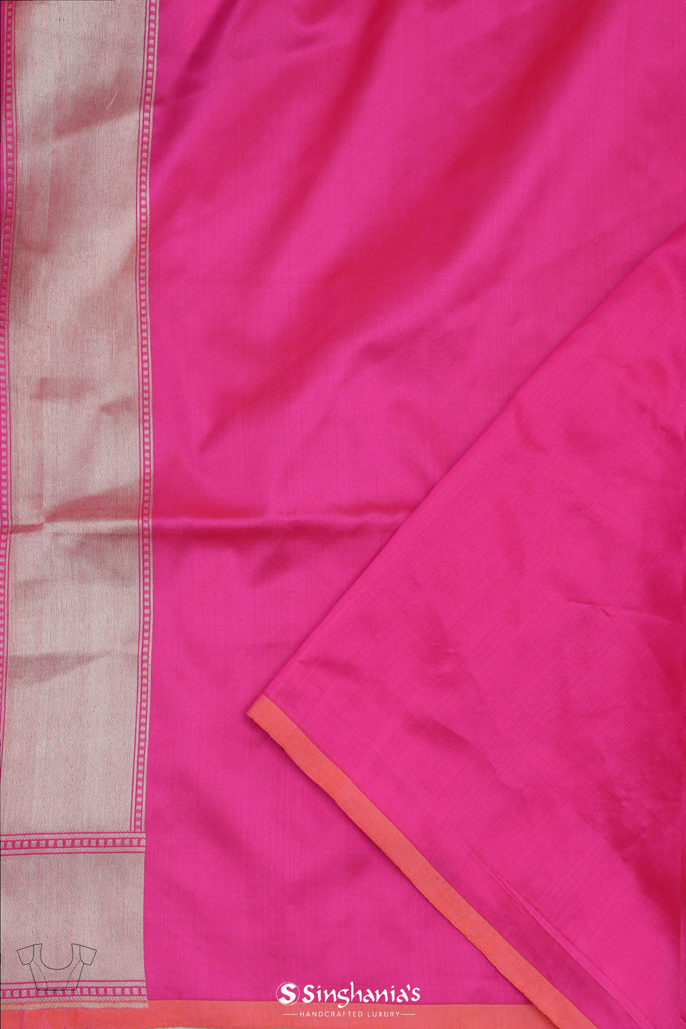 Bright Pink Banarasi Silk Saree With Floral-Fauna Design