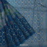 Lapis Blue Printed Organza Saree With Floral Pattern