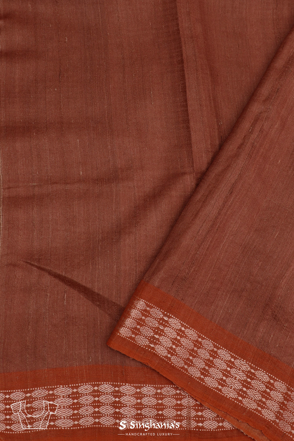 Chestnut Brown Printed Tussar Silk Saree