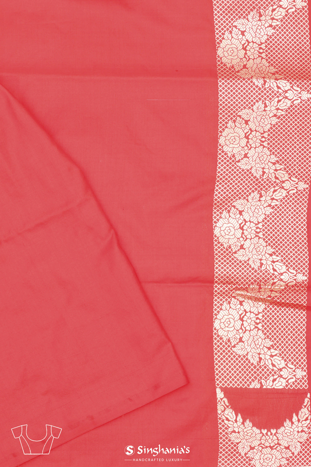 Raspberry Red Chiniya Banarasi Silk Saree