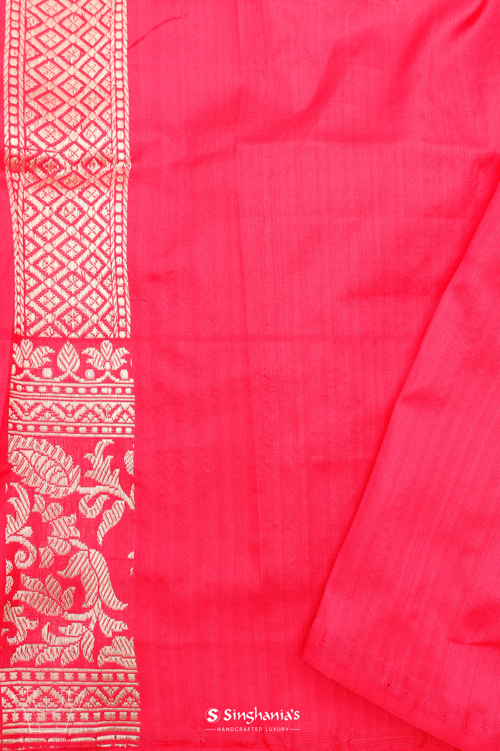 Pink Multicolour Banarasi Silk Saree With Zari Stripes Weaving