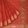 Persian Red Kota Silk Saree With Mukaish Work In Grid Pattern