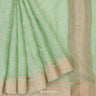 Celadon Green Kota Silk Saree With Mukaish Work In Floral Grid Pattern