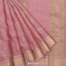 Light Pink Kota Silk Saree With Mukaish Work In Floral Pattern