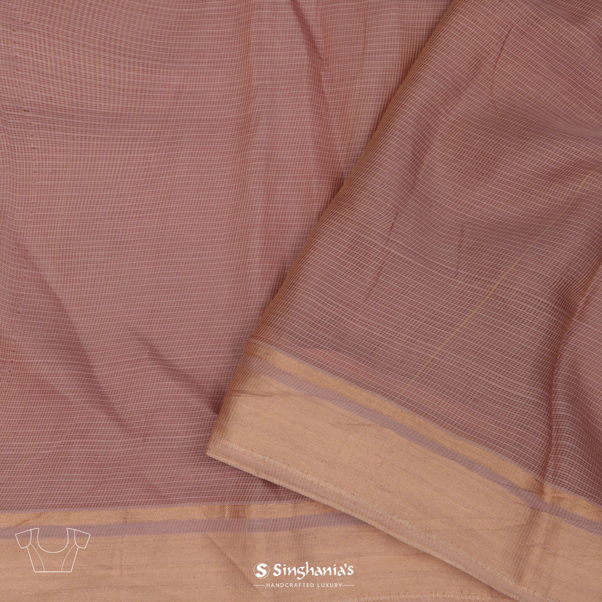 Silvery Pink Kota Silk Saree With Mukaish Work