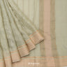 Gin Green Kota Silk Saree With Mukaish Work In Grid Pattern