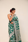 Castleton Green Floral Banarasi Silk Saree