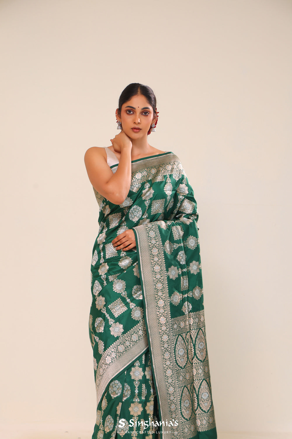 Castleton Green Floral Banarasi Silk Saree