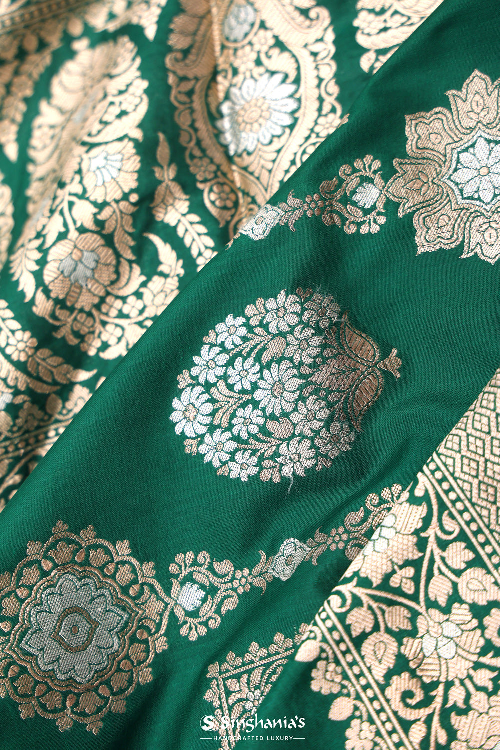 Castleton Green Floral Banarasi Silk Saree