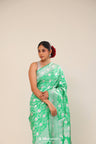 Pantone Green Chiniya Banarasi Silk Saree