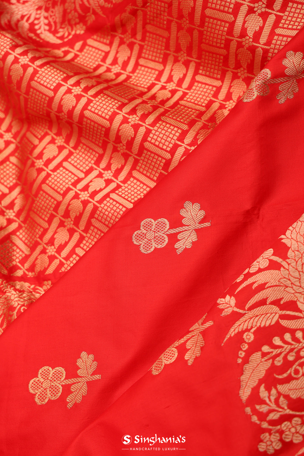 Imperial Red Chiniya Banarasi Silk Saree