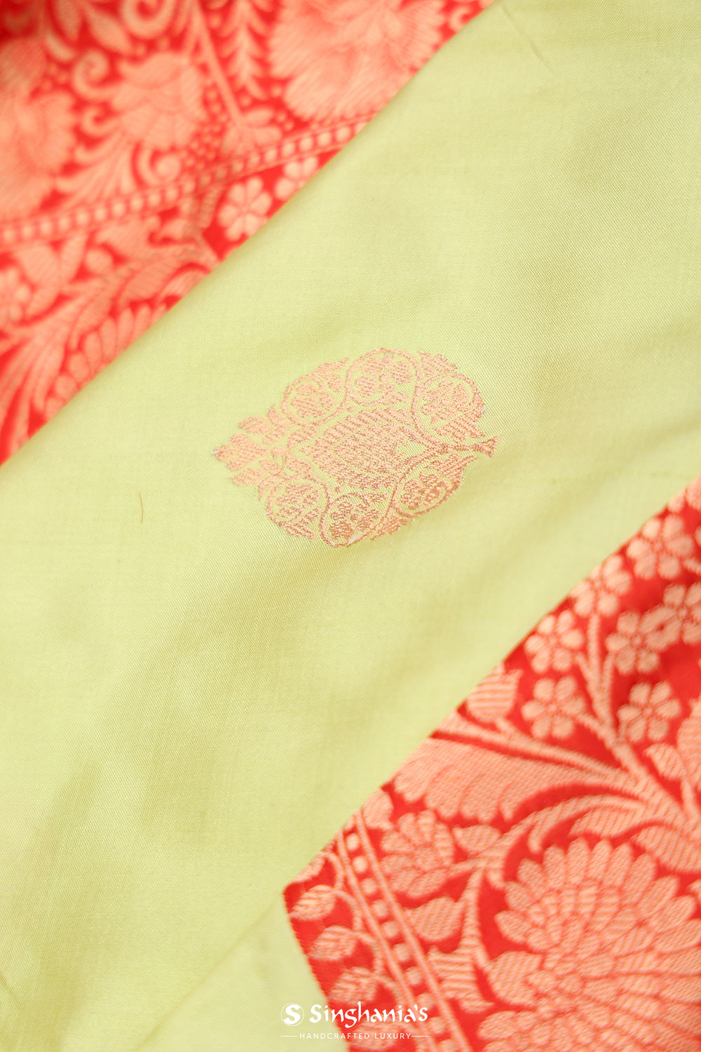 Gin Green Floral Butta Banarasi Silk Saree