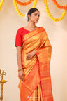 Puce Pink Tissue Kanjivaram Saree With Floral Pattern