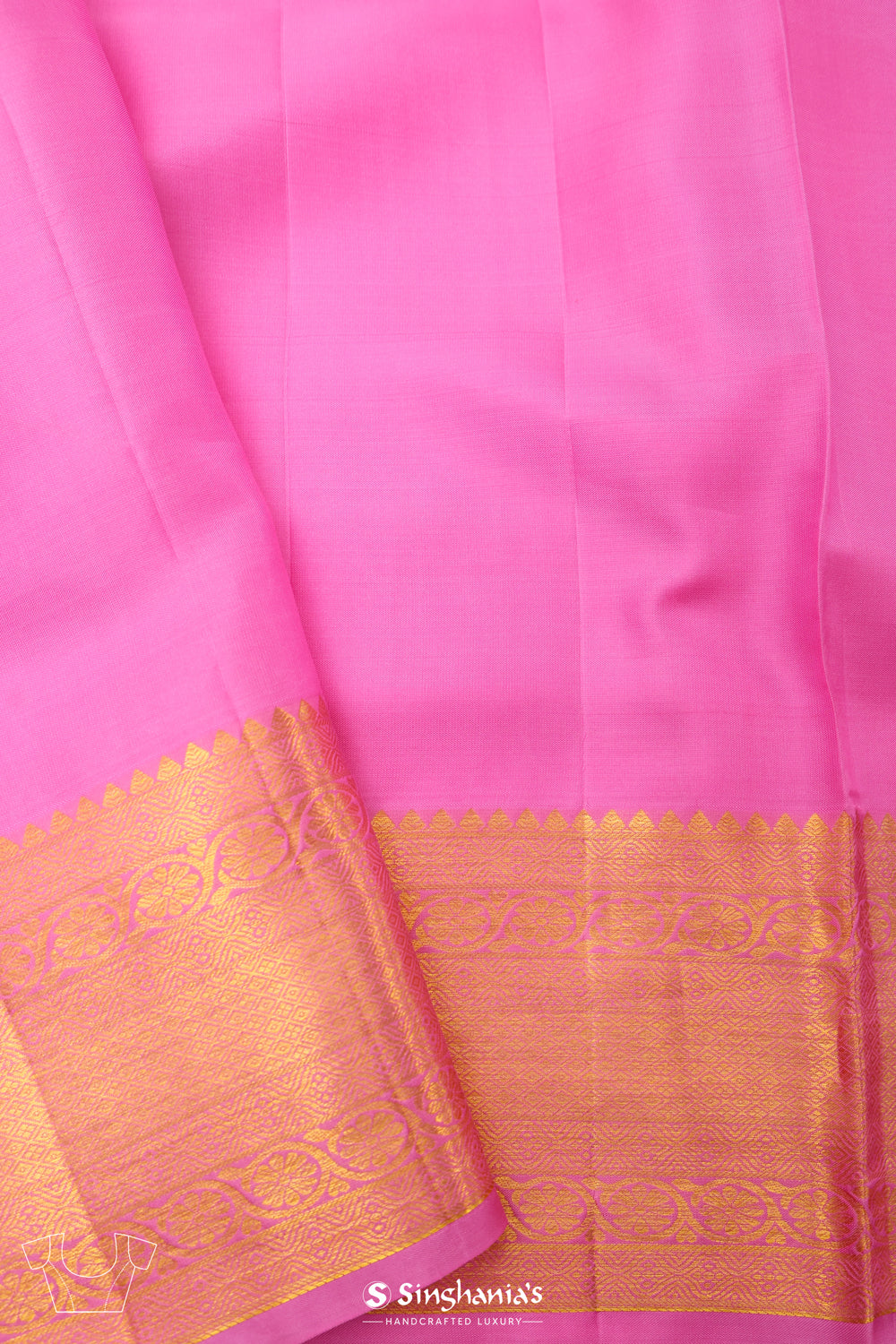 Pearl Pink Kanjivaram Silk Saree With Floral Weaving